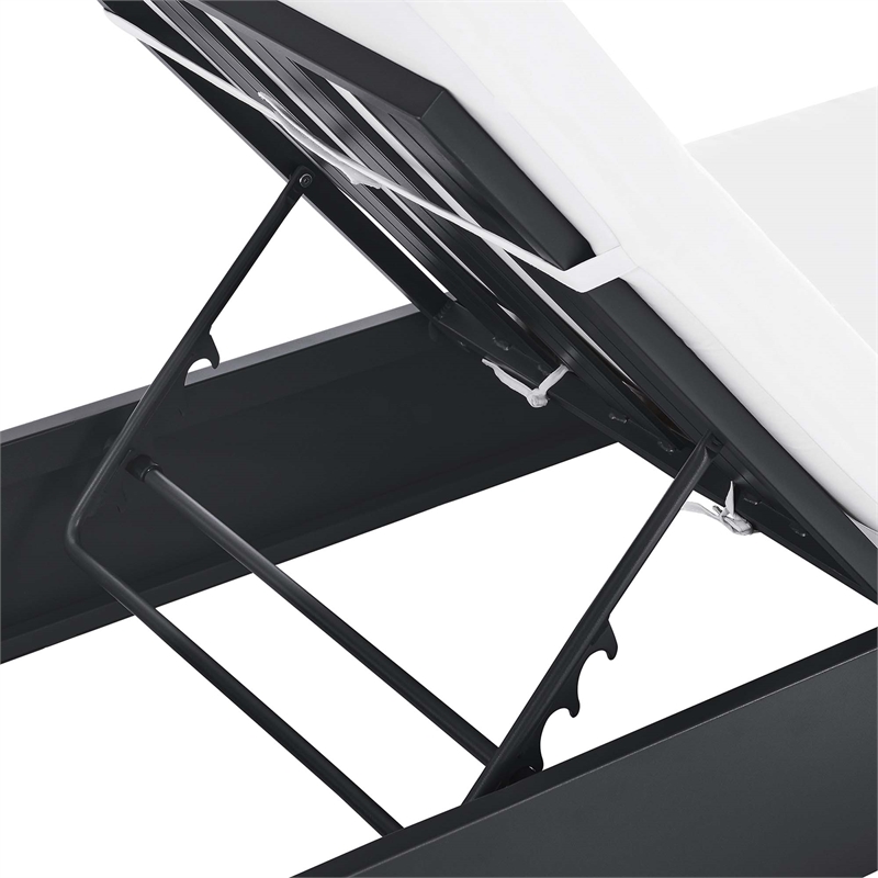 Tahoe Outdoor Patio Powder-Coated Aluminum Chaise Lounge Chair in Gray White