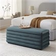 Mezzo Upholstered Performance Velvet Storage Bench in Cadet Blue