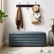 Mezzo Upholstered Performance Velvet Storage Bench in Cadet Blue