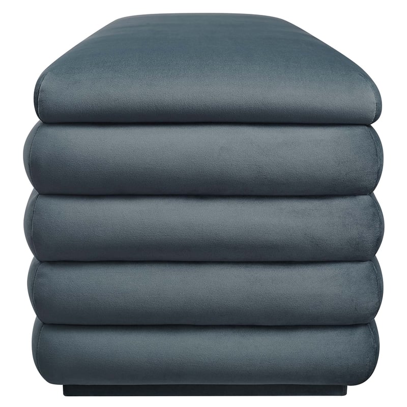 Mezzo Upholstered Performance Velvet Storage Bench in Cadet Blue