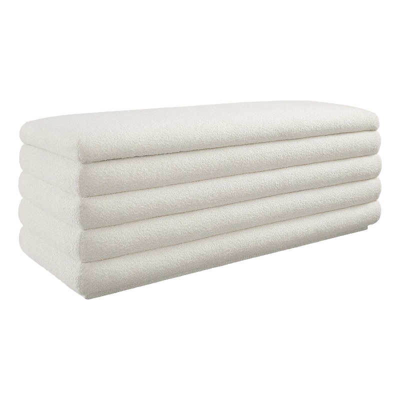 Mezzo Boucle Upholstered Storage Bench in Cloud