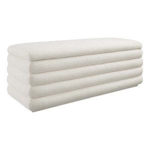 Mezzo Boucle Upholstered Storage Bench in Cloud