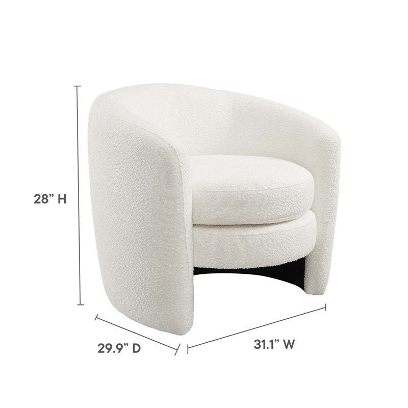 Affinity Upholstered Boucle Fabric Curved Back Armchair in Cloud