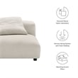 Solace Modular Upholstered Fabric Armless Chair in Salt