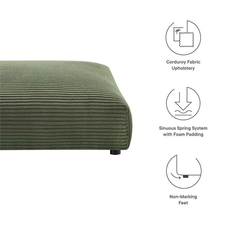 Solace Modular Corduroy Upholstered Ottoman in Fern
