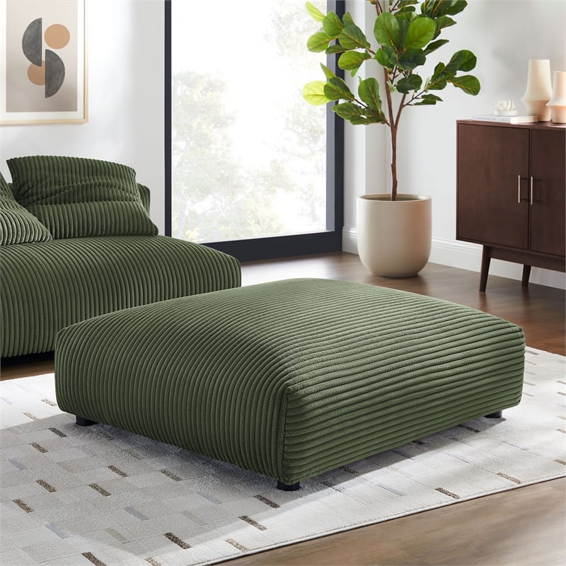Solace Modular Corduroy Upholstered Ottoman in Fern