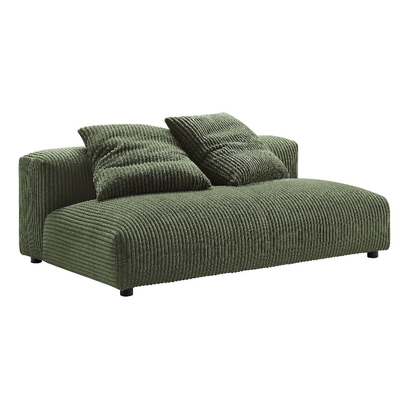 Solace Modular Corduroy Upholstered Armless Loveseat in Fern