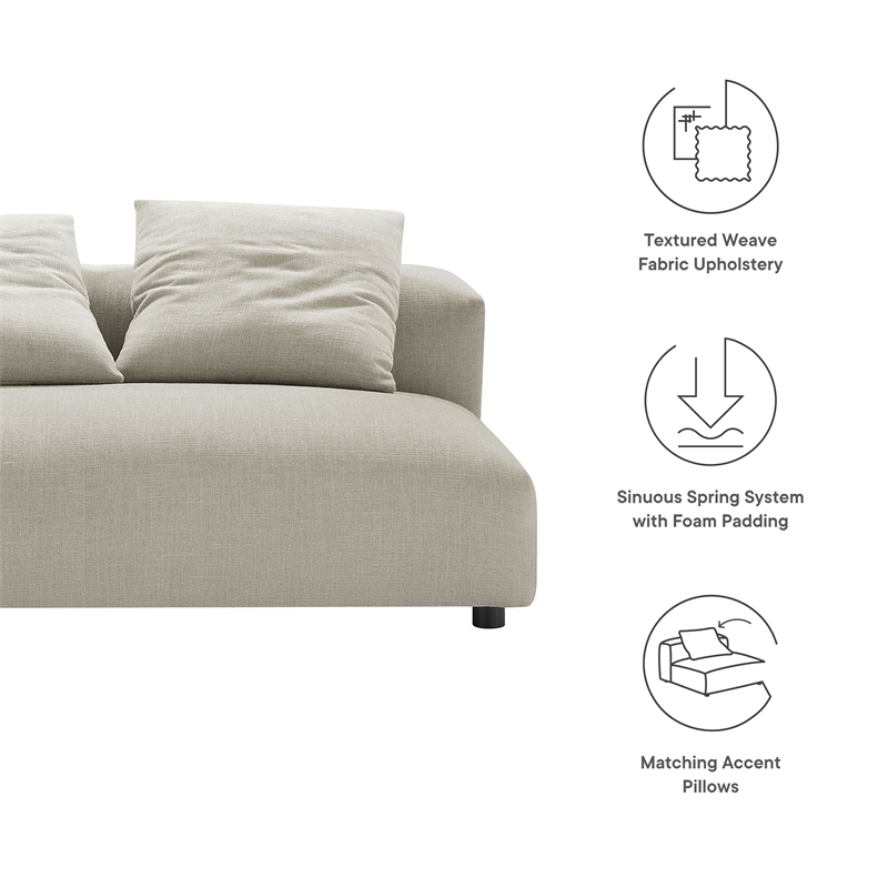 Solace Modular Upholstered Fabric Armless Loveseat in Linen