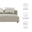 Solace Modular Upholstered Fabric Armless Loveseat in Linen