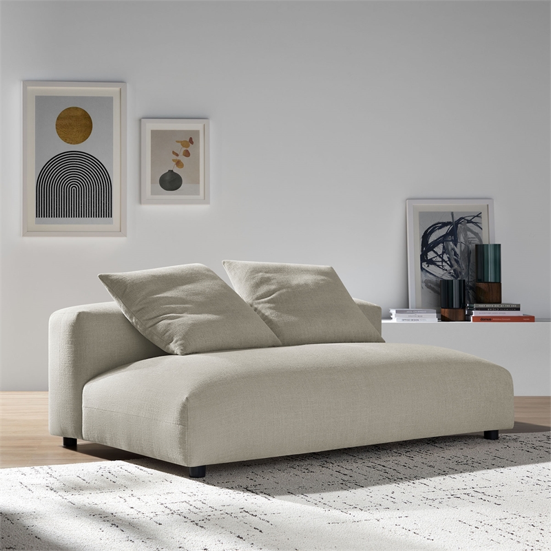 Solace Modular Upholstered Fabric Armless Loveseat in Linen