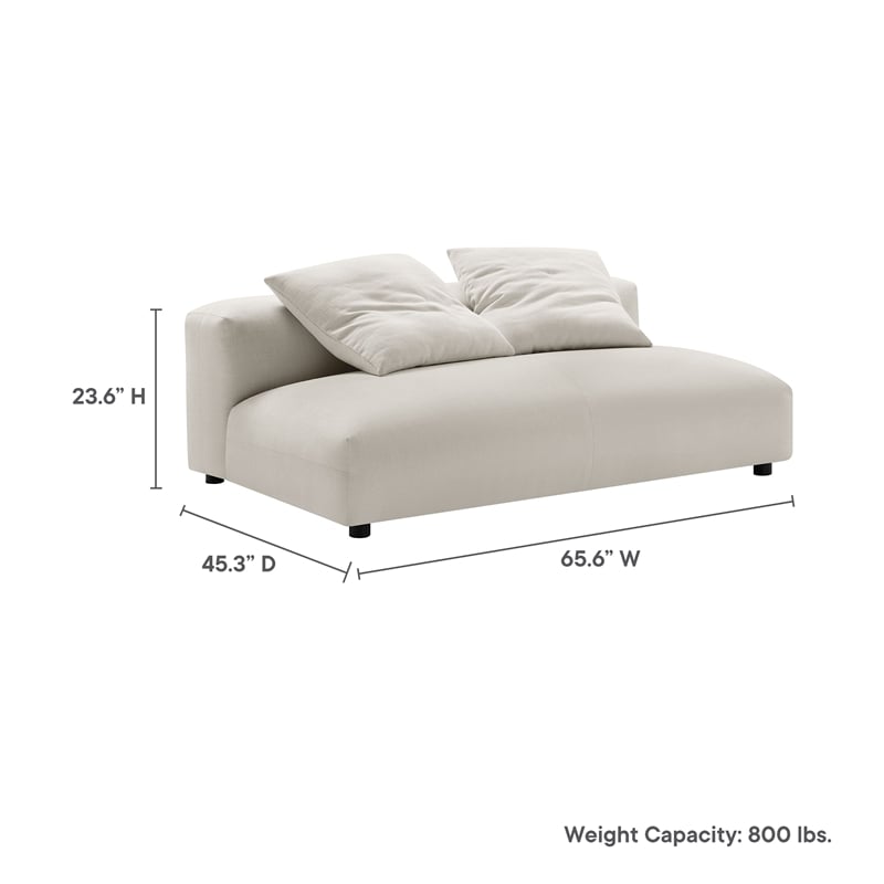 Solace Modular Upholstered Fabric Armless Loveseat in Salt