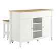 Garland3-Piece Kitchen Island and Stool Set in Oak White