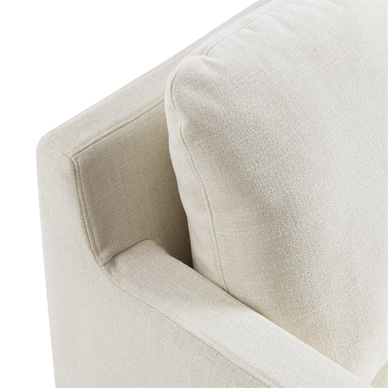 Serene Fabric Slipcovered Swivel Armchair in Salt
