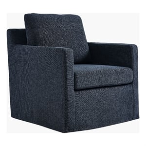 Serene Fabric Slipcovered Swivel Armchair in Slate Blue