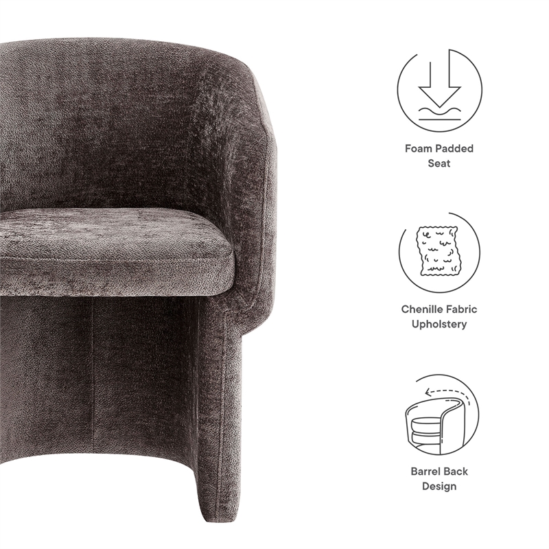 Verity Chenille Dining Armchair in Chocolate Brown