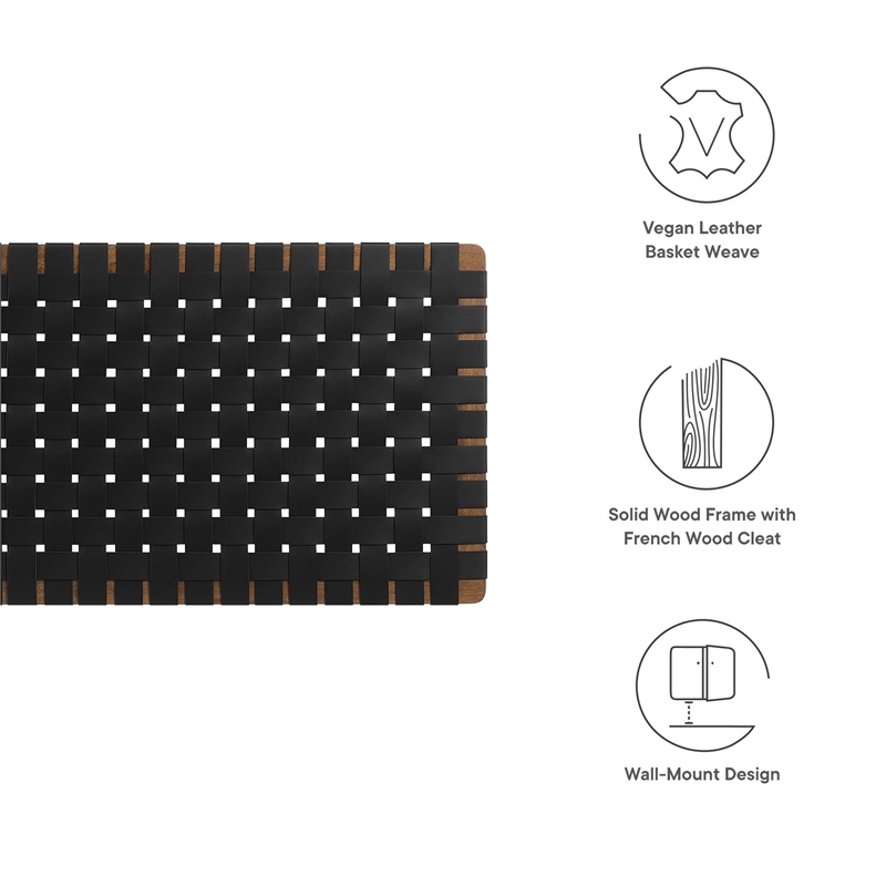 Sparta Weave Vegan Leather Full Headboard in Walnut Black