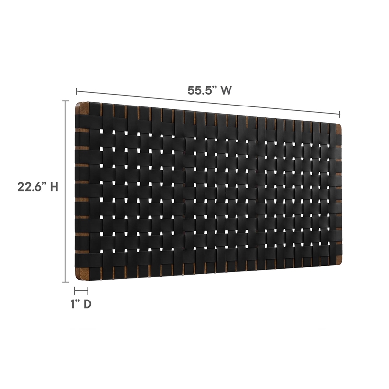 Sparta Weave Vegan Leather Full Headboard in Walnut Black