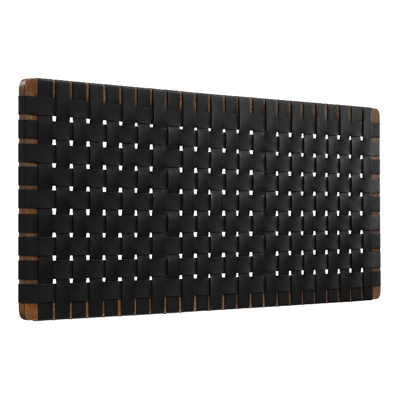 Sparta Weave Vegan Leather Full Headboard in Walnut Black