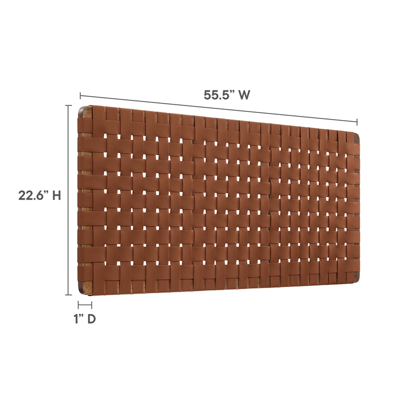 Sparta Weave Vegan Leather Full Headboard in Walnut Brown