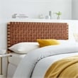 Sparta Weave Vegan Leather Full Headboard in Natural Brown