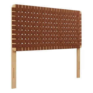 Sparta Weave Vegan Leather Full Headboard in Natural Brown