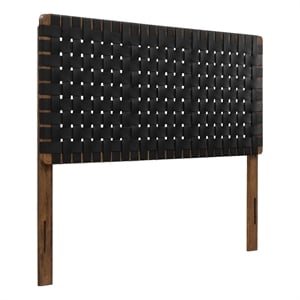 Sparta Weave Vegan Leather Full Headboard in Walnut Black