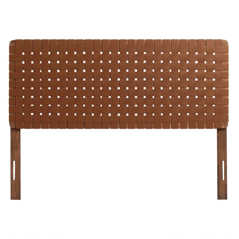 Sparta Weave Vegan Leather Full Headboard in Walnut Brown
