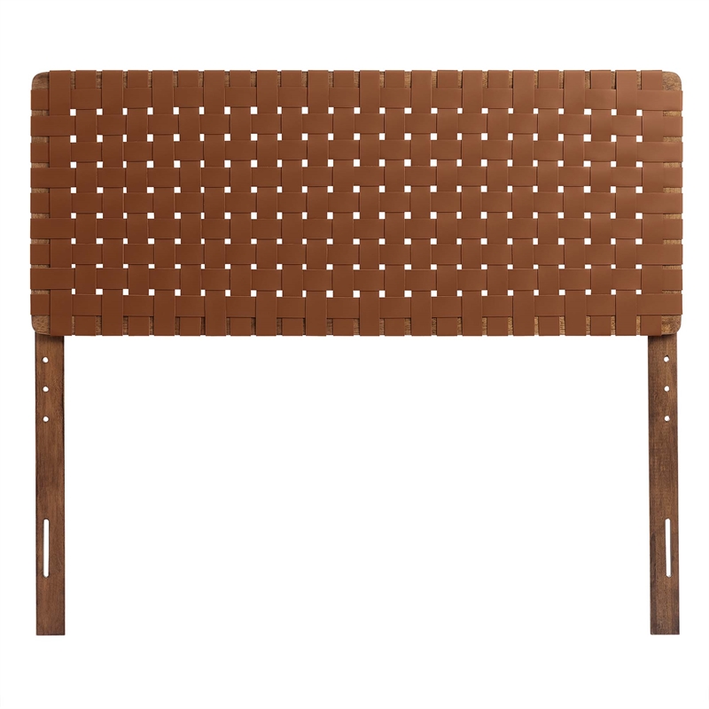 Sparta Weave Vegan Leather Full Headboard in Walnut Brown