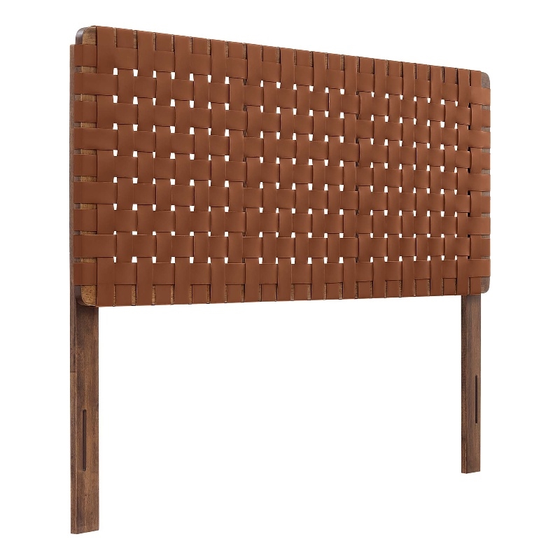 Sparta Weave Vegan Leather Full Headboard in Walnut Brown