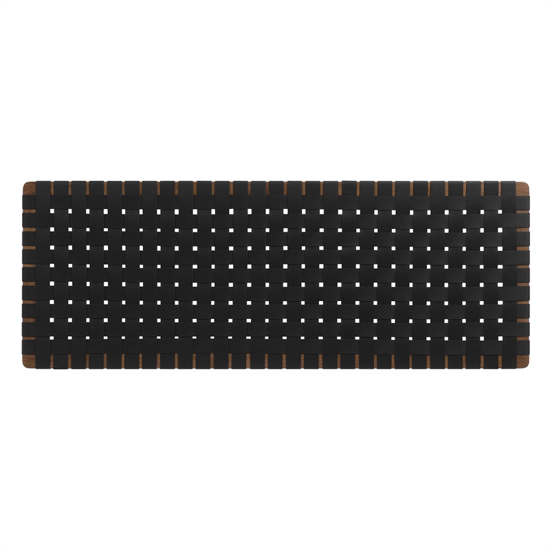 Sparta Weave Wall-Mount Vegan Leather Queen Headboard in Walnut Black