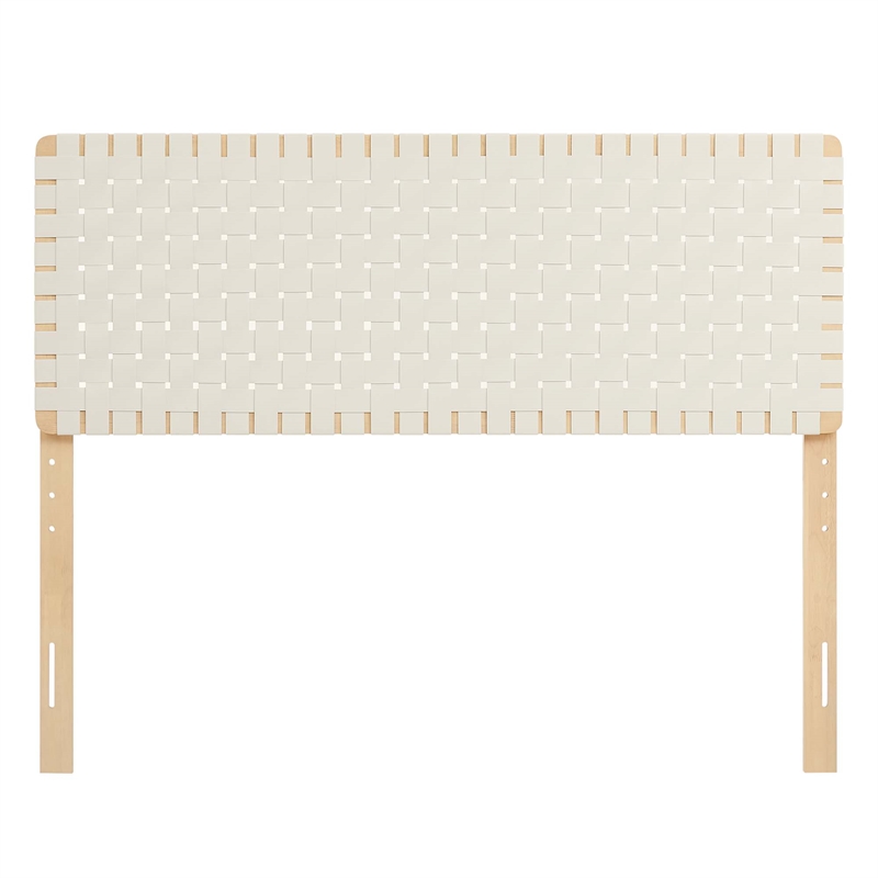 Sparta Weave Vegan Leather Queen Headboard in Natural Beige