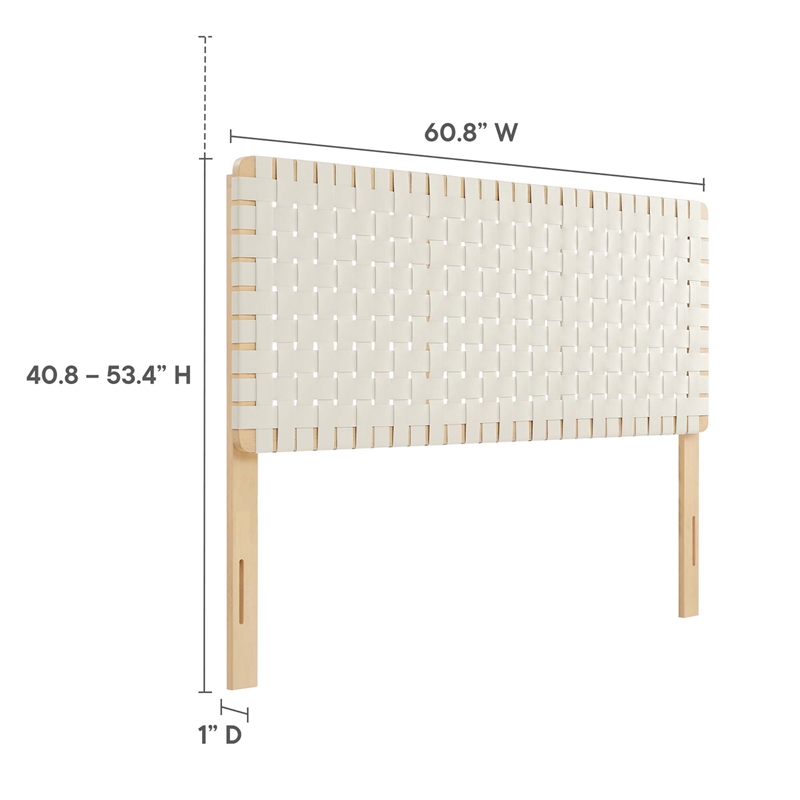 Sparta Weave Vegan Leather Queen Headboard in Natural Beige