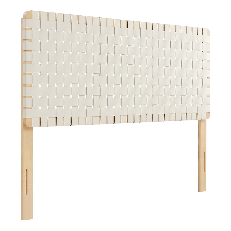 Sparta Weave Vegan Leather Queen Headboard in Natural Beige