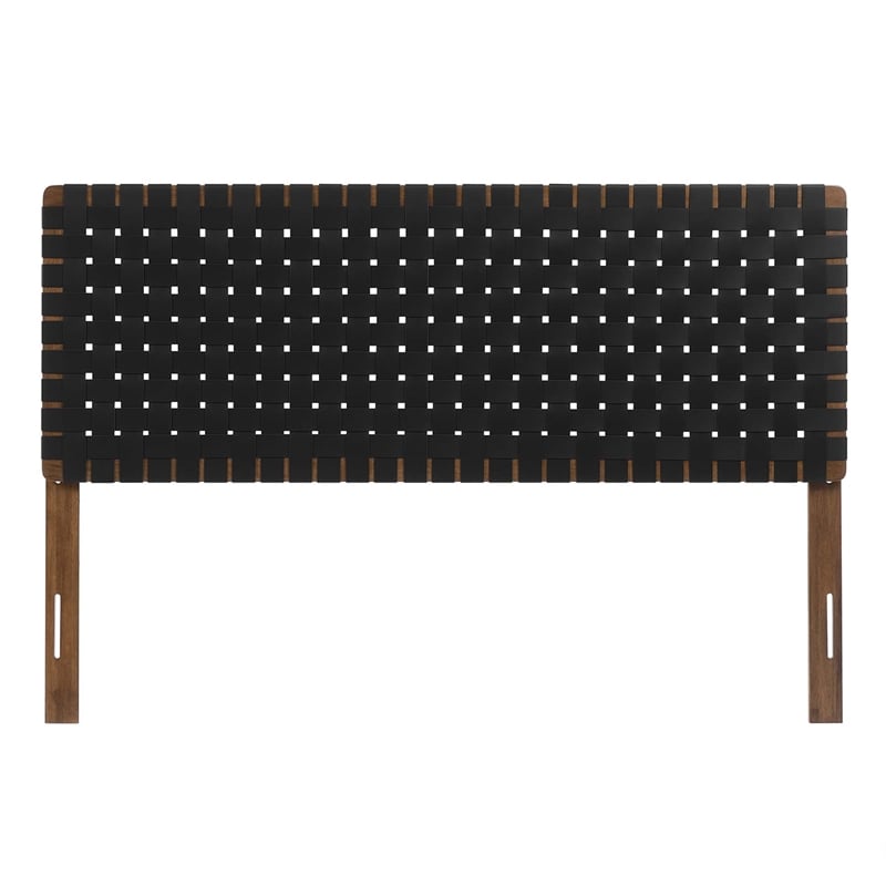 Sparta Weave Vegan Leather Queen Headboard in Walnut Black