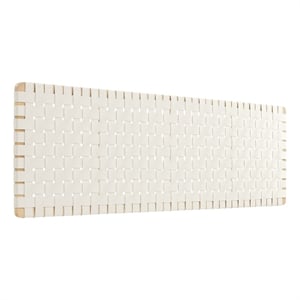 sparta weave wall-mount vegan leather king headboard in natural beige