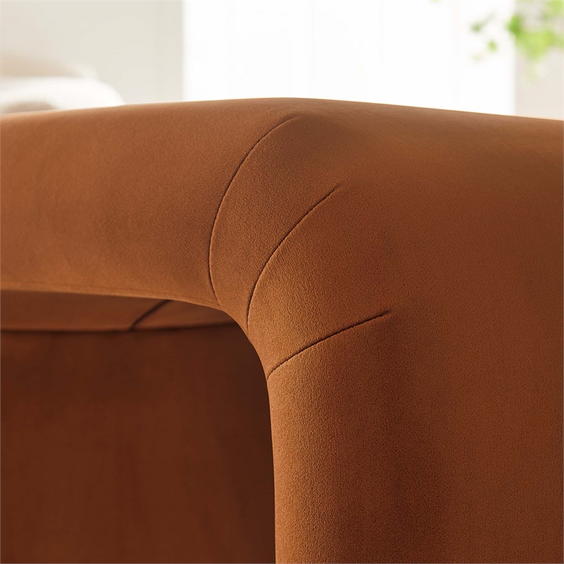 Koda Performance Velvet Waterfall Stool in Brass Rust