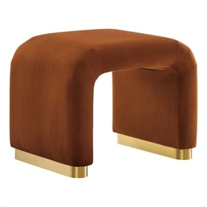 Koda Performance Velvet Waterfall Stool in Brass Rust