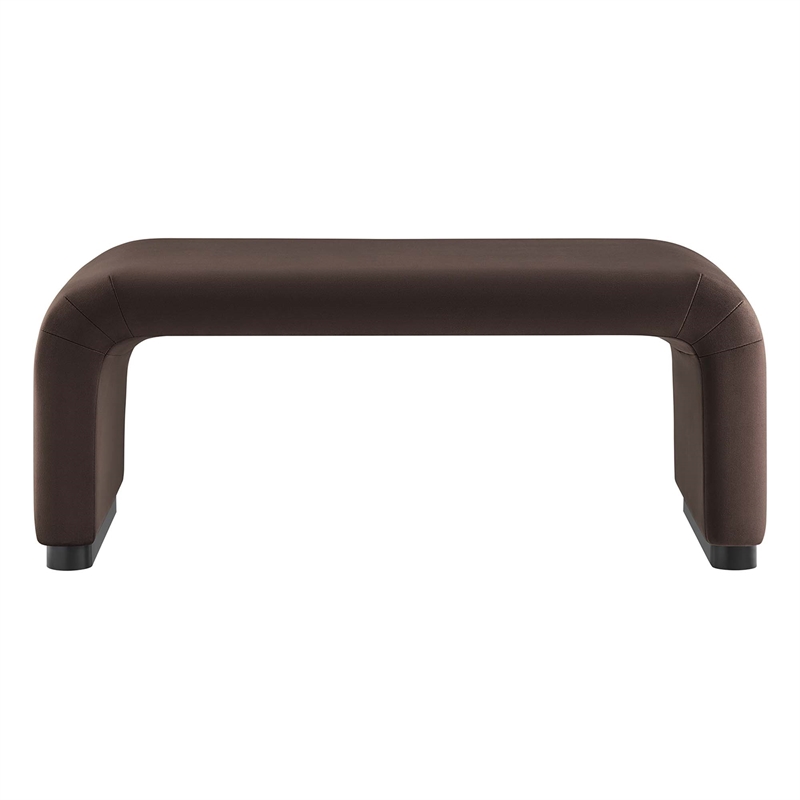 Koda Performance Velvet Waterfall Ottoman in Black Chocolate Brown