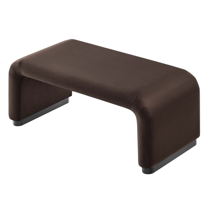 Koda Performance Velvet Waterfall Ottoman in Black Chocolate Brown