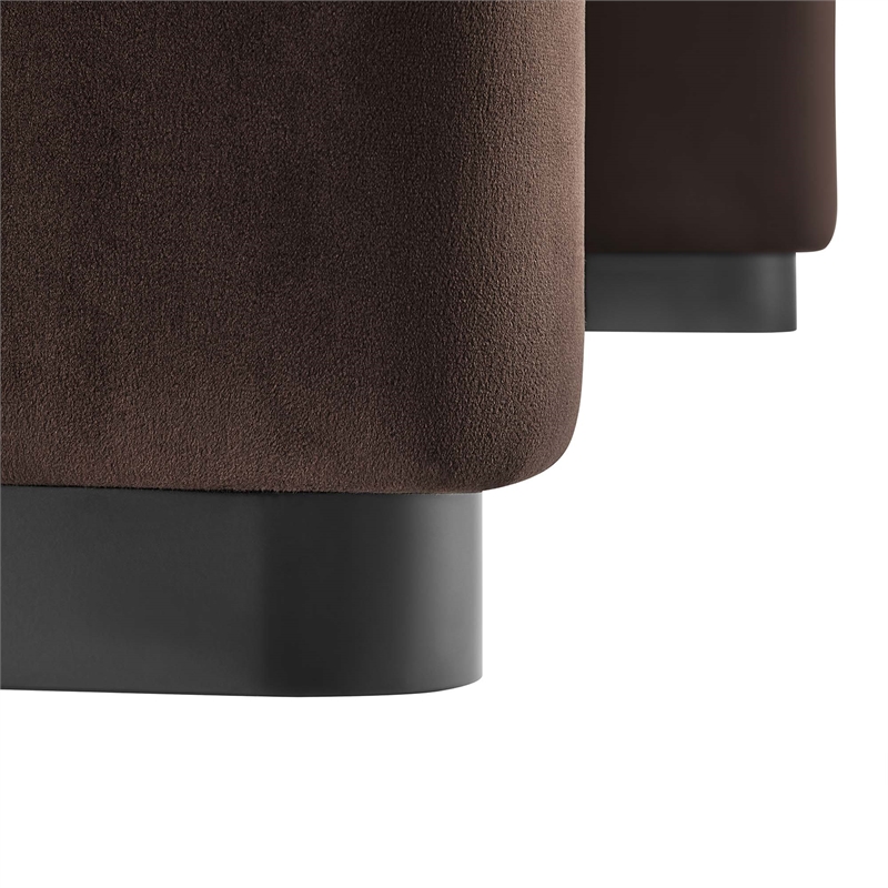 Koda Performance Velvet Waterfall Ottoman in Black Chocolate Brown