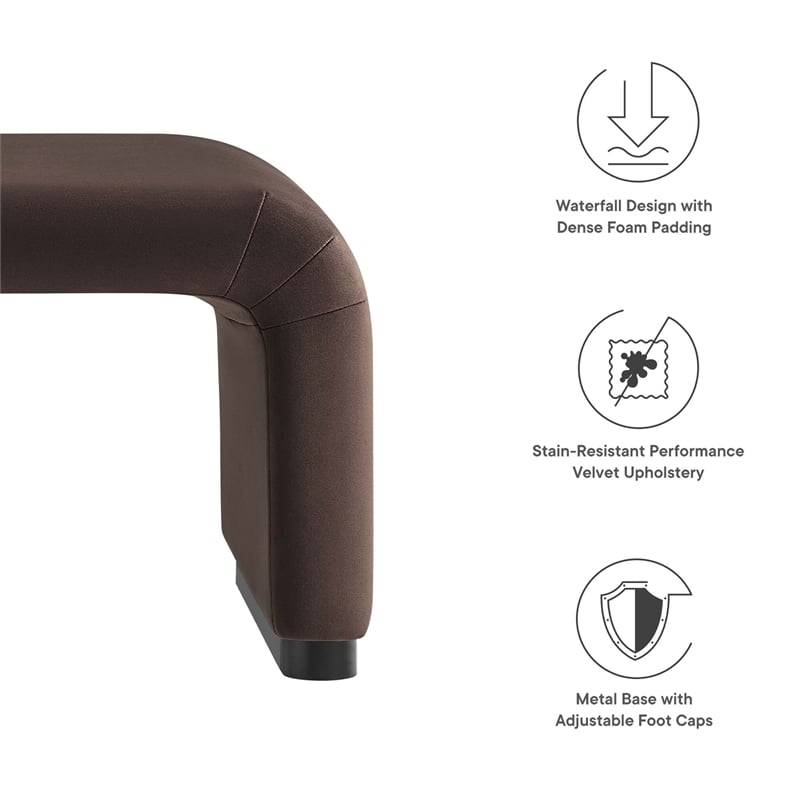 Koda Performance Velvet Waterfall Ottoman in Black Chocolate Brown