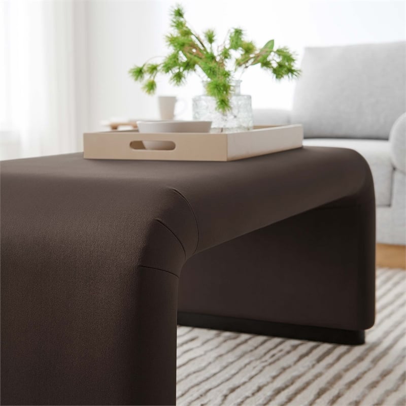 Koda Performance Velvet Waterfall Ottoman in Black Chocolate Brown