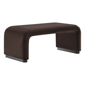 Koda Performance Velvet Waterfall Ottoman in Black Chocolate Brown
