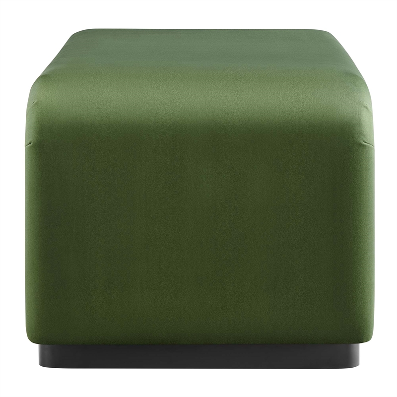 Koda Performance Velvet Waterfall Ottoman in Black Moss Green