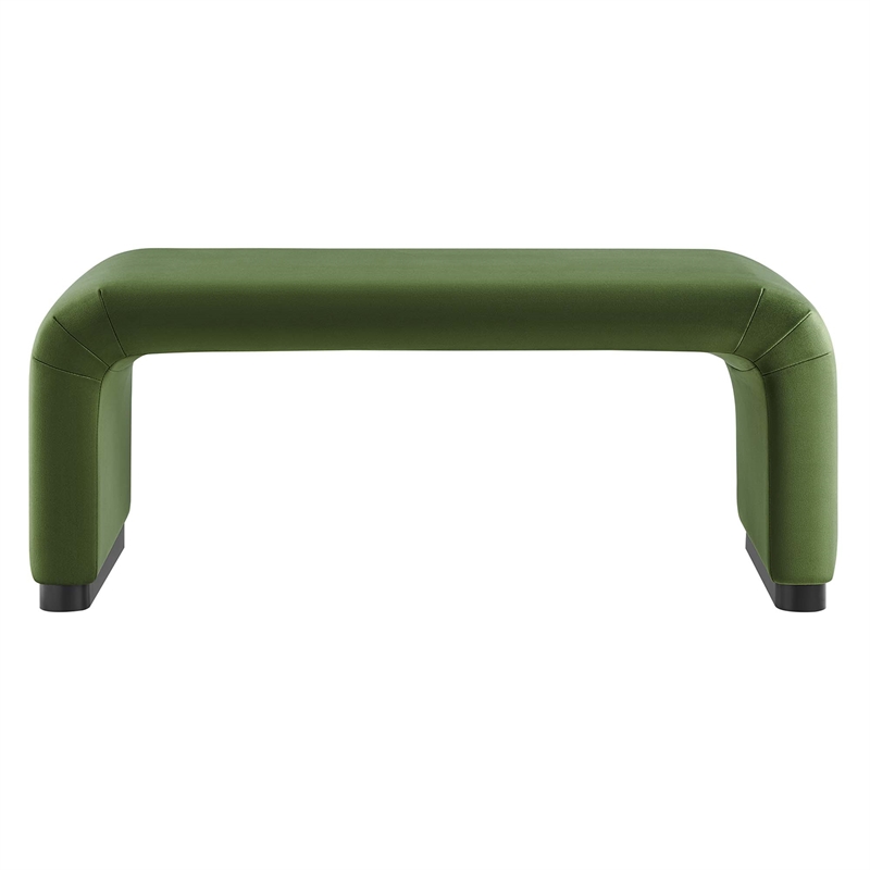 Koda Performance Velvet Waterfall Ottoman in Black Moss Green