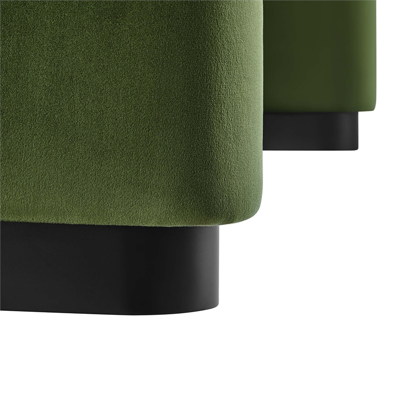 Koda Performance Velvet Waterfall Ottoman in Black Moss Green