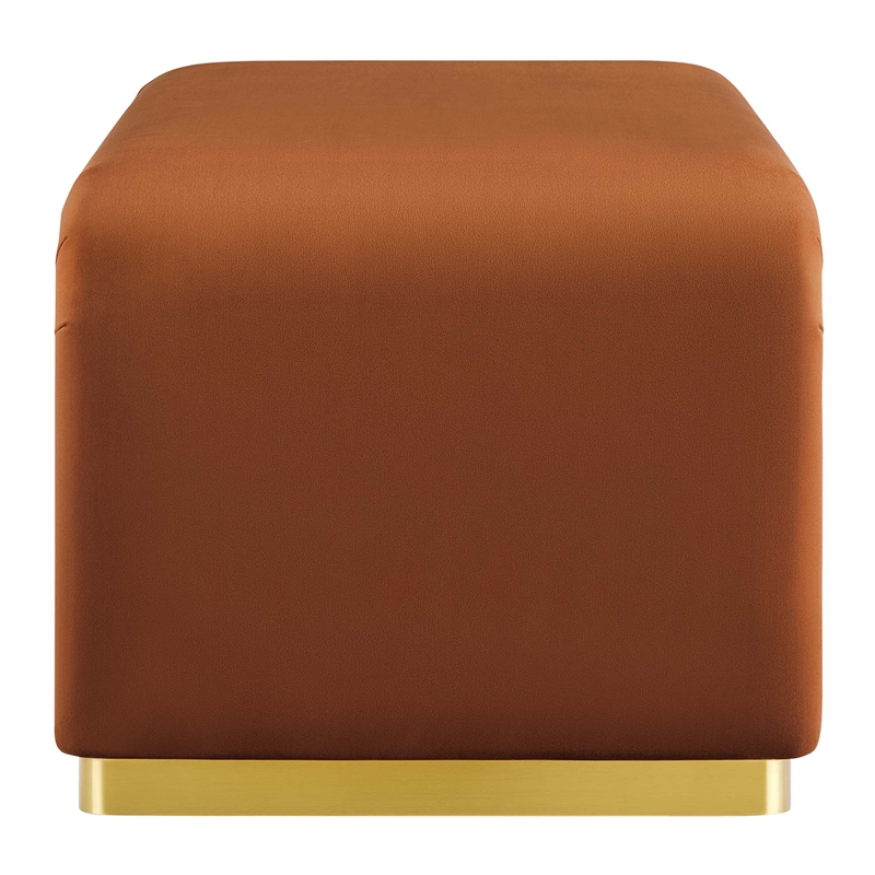 Koda Performance Velvet Waterfall Ottoman in Brass Rust