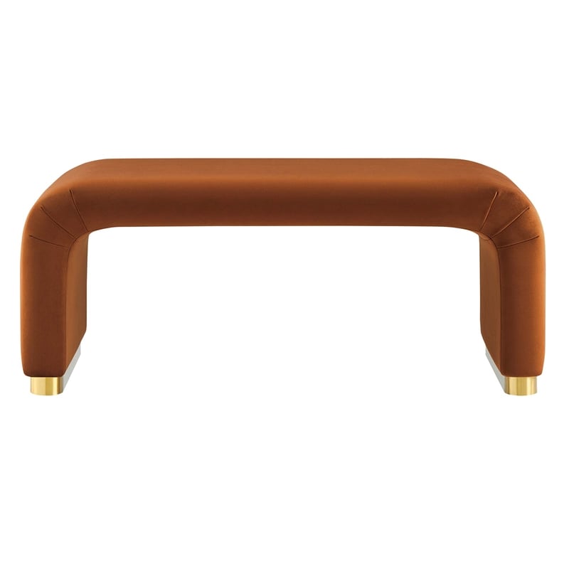 Koda Performance Velvet Waterfall Ottoman in Brass Rust