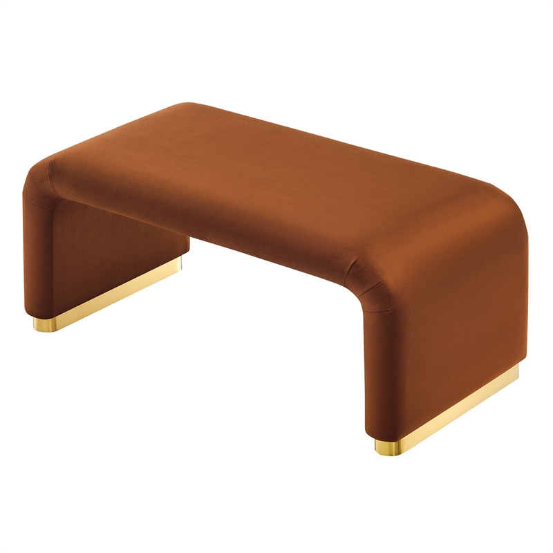 Koda Performance Velvet Waterfall Ottoman in Brass Rust