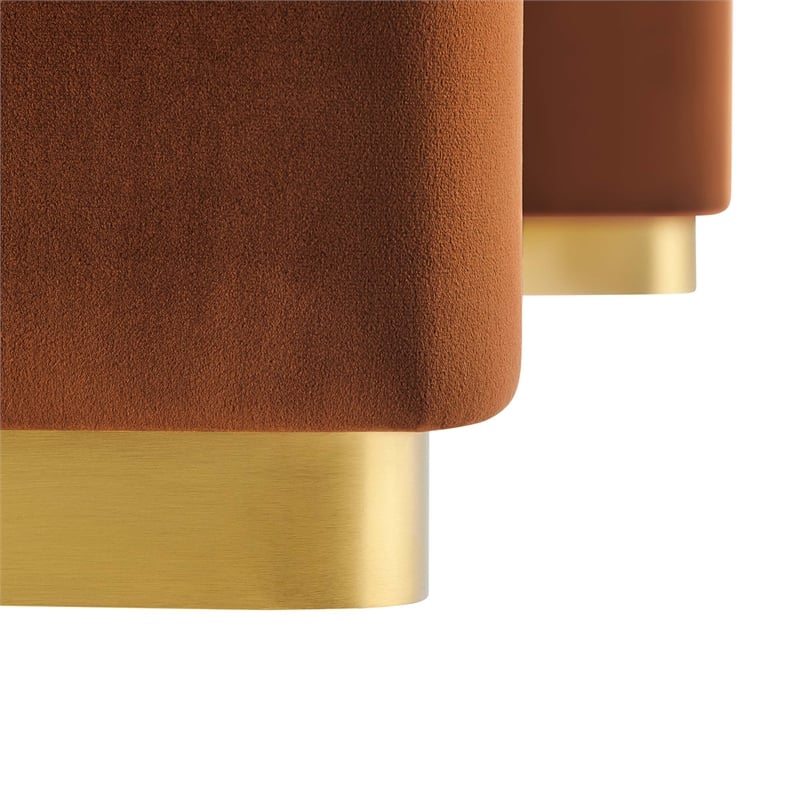 Koda Performance Velvet Waterfall Ottoman in Brass Rust